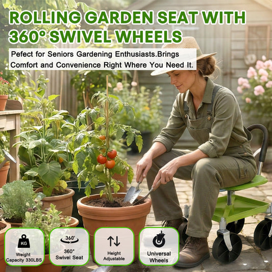 Garden Rolling Cart Seat with 360Β° Universal Wheels