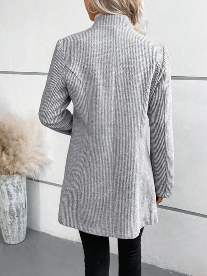 Classy Collarless Long Sleeve Outerwear