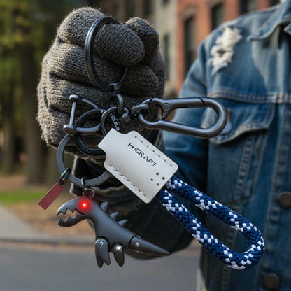 Aluminum Alloy Dinosaur Charm Paired with a Hand-woven Bracelet