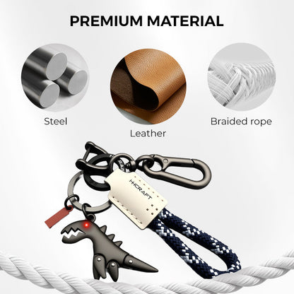 Aluminum Alloy Dinosaur Charm Paired with a Hand-woven Bracelet