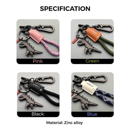 Aluminum Alloy Dinosaur Charm Paired with a Hand-woven Bracelet