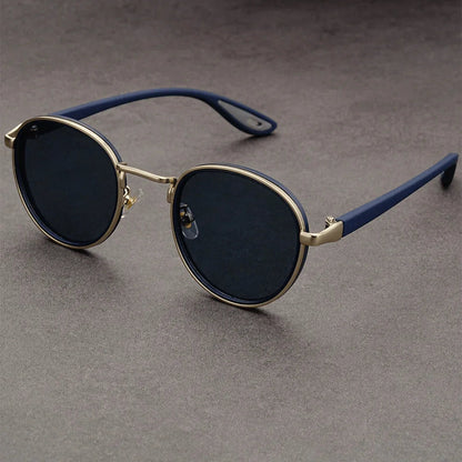 Metal Rim Round-Lens Sunglasses