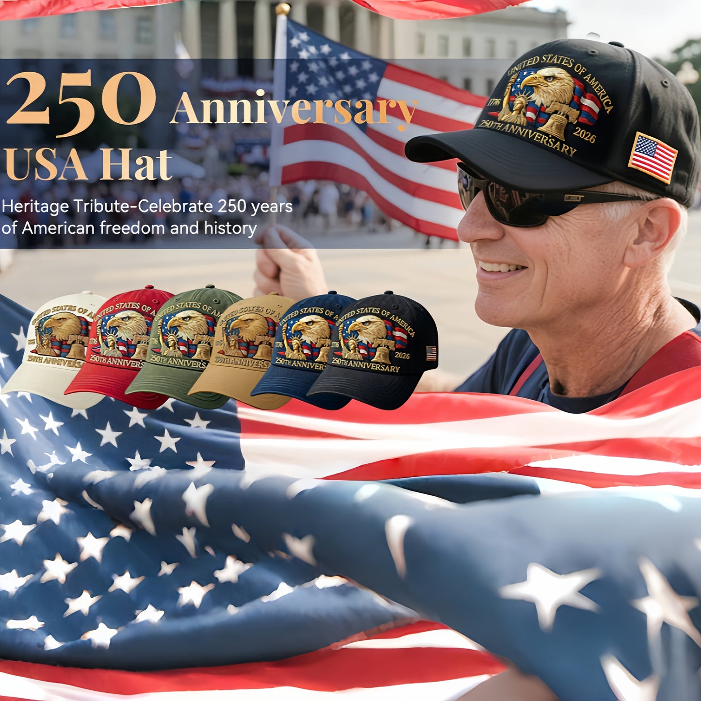United States 250th Anniversary Eagle Patriotic Baseball Cap