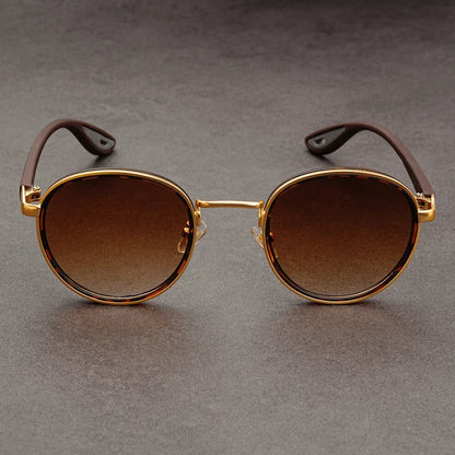 Metal Rim Round-Lens Sunglasses