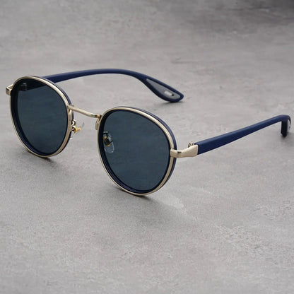 Metal Rim Round-Lens Sunglasses