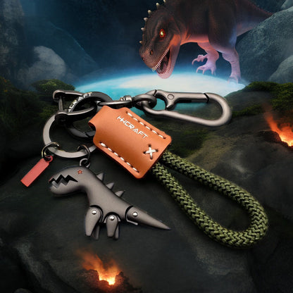 Aluminum Alloy Dinosaur Charm Paired with a Hand-woven Bracelet