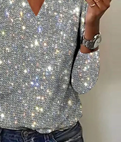 Gorgeous V-Neck Sequined Top
