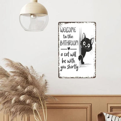Vintage Highland Cow Aluminum Sign: Funny "Are You Pooping?" Black and White Bathroom Wall Decor