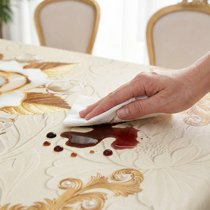 Waterproof Gold Rose Tablecloth