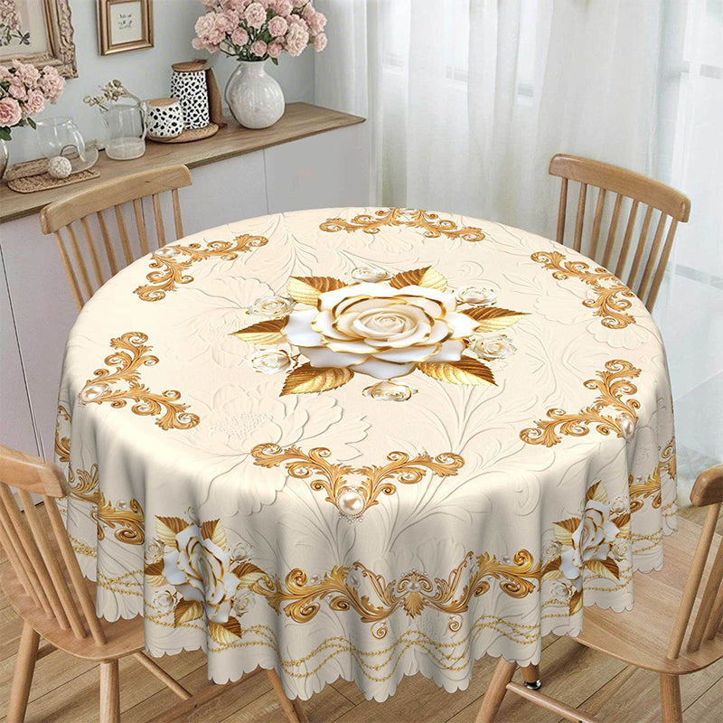 Waterproof Gold Rose Tablecloth